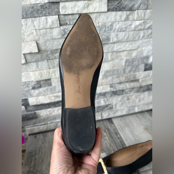 SAM EDELMAN x ANTHROPOLOGIE Janina Leather Pointed Toe Flat Gold Buckle Sz 10 - Picture 12 of 13